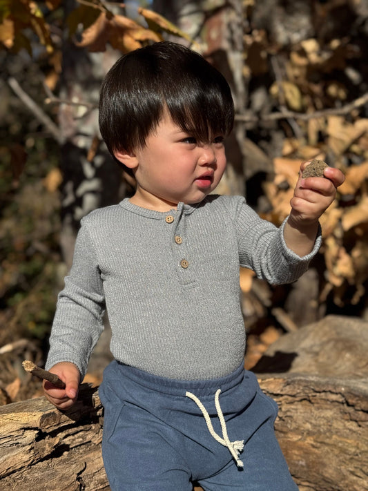 Aynor Henley Onesie | Grey | Me & Henry