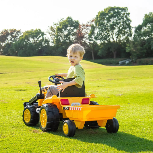 Voiture électrique 12V pour enfant avec télécommande Tracteur Pelleteuse