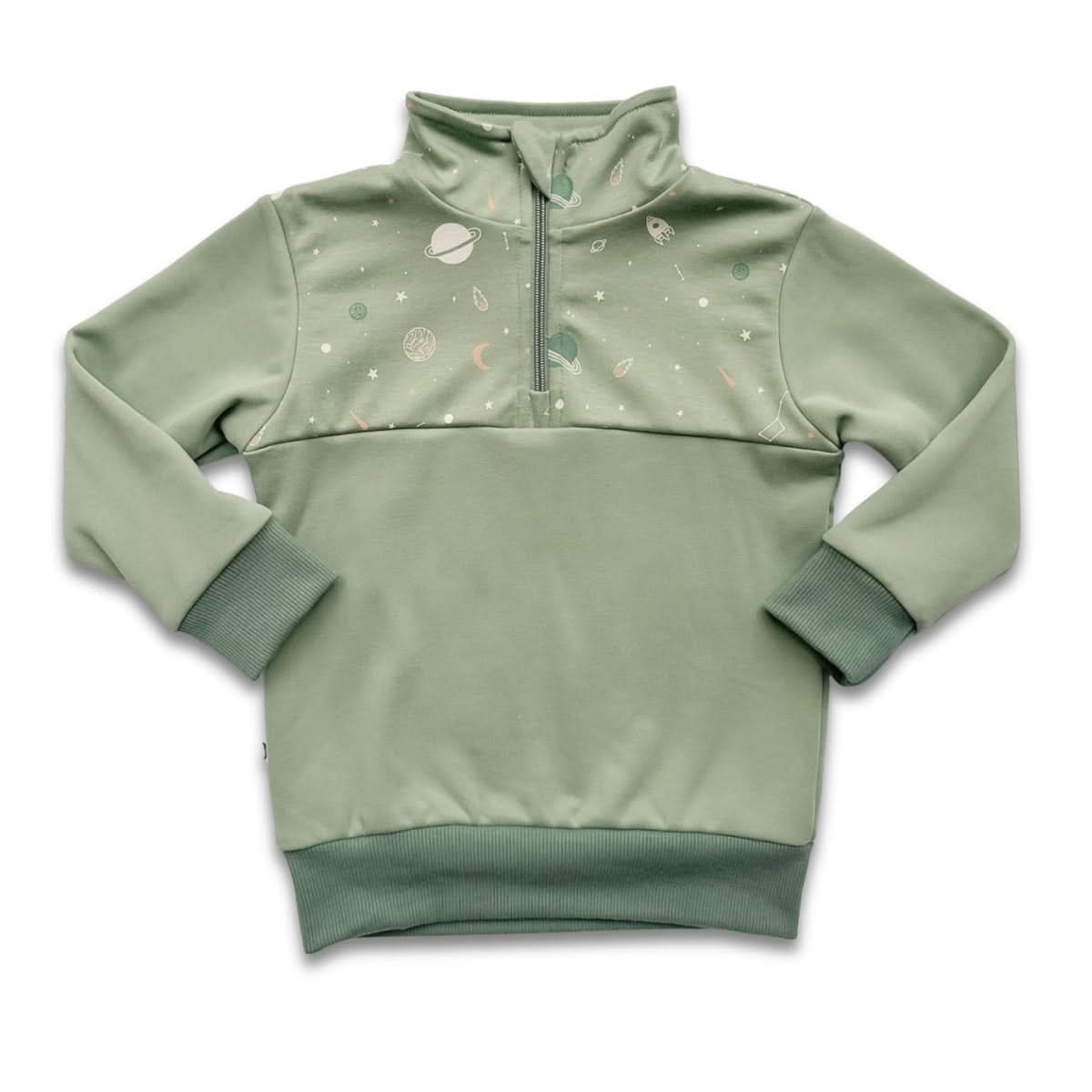 Polaire demi-zip bambou jeunesse | Terre cuite avec sous-bois crépuscule