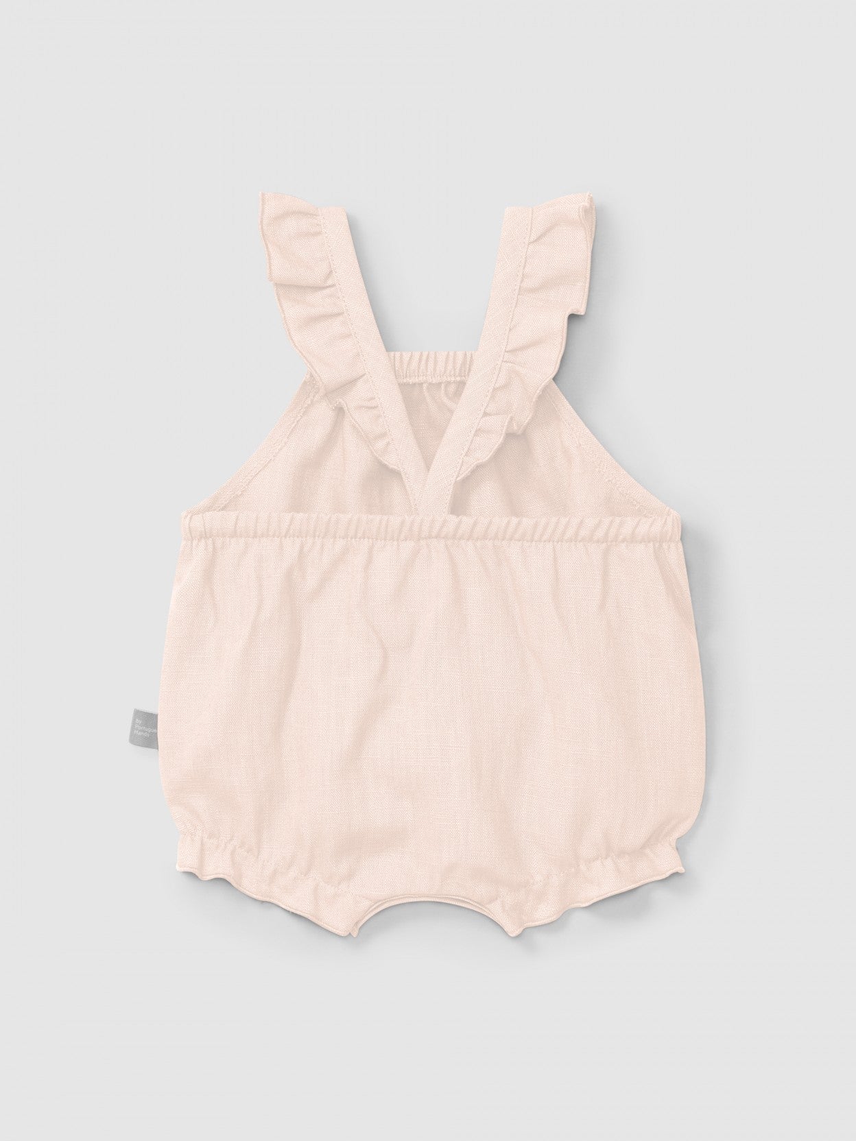 Shorty uni en lin et coton avec bretelles à volants | Rose | Ajusté