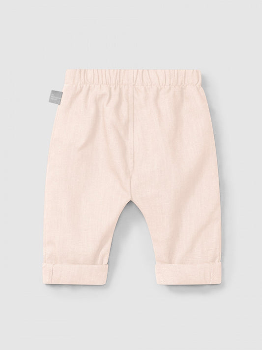 Plain pull-up pants in linen with cotton | Pink | Snug