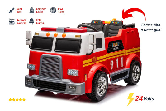 Camion de pompier 24V 2026, voiture électrique biplace pour enfants avec télécommande
