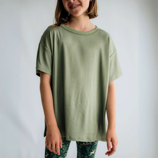 T-shirt oversize en bambou pour enfant | Sauge