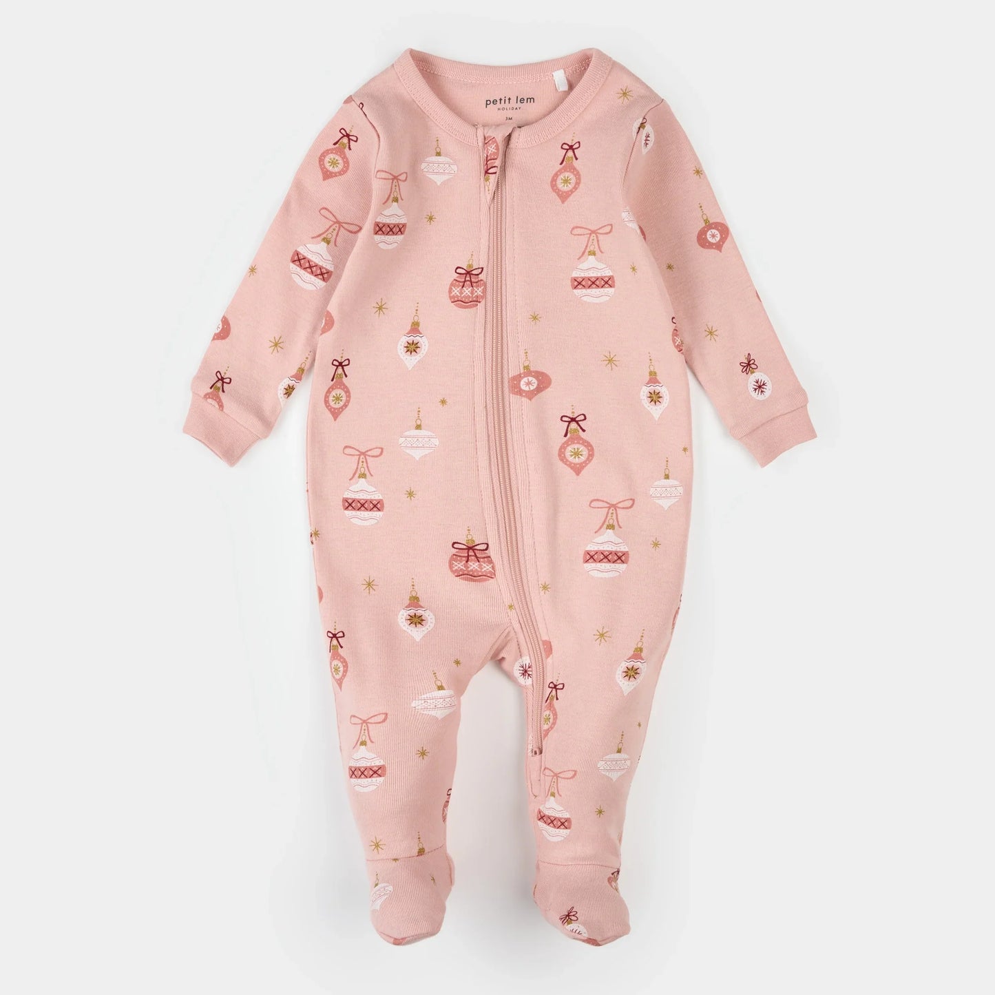 Dormeur à pieds | Imprimé Ornements sur Rose | Petit Lem