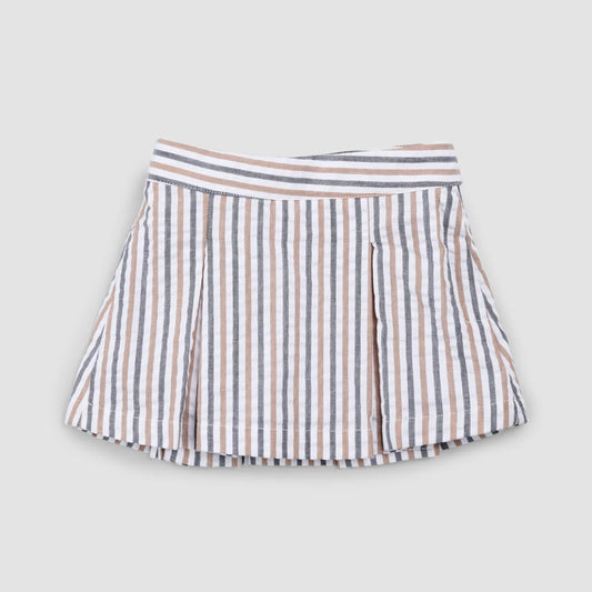 Rosewood & Navy Striped Seersucker Skort | Miles The Label