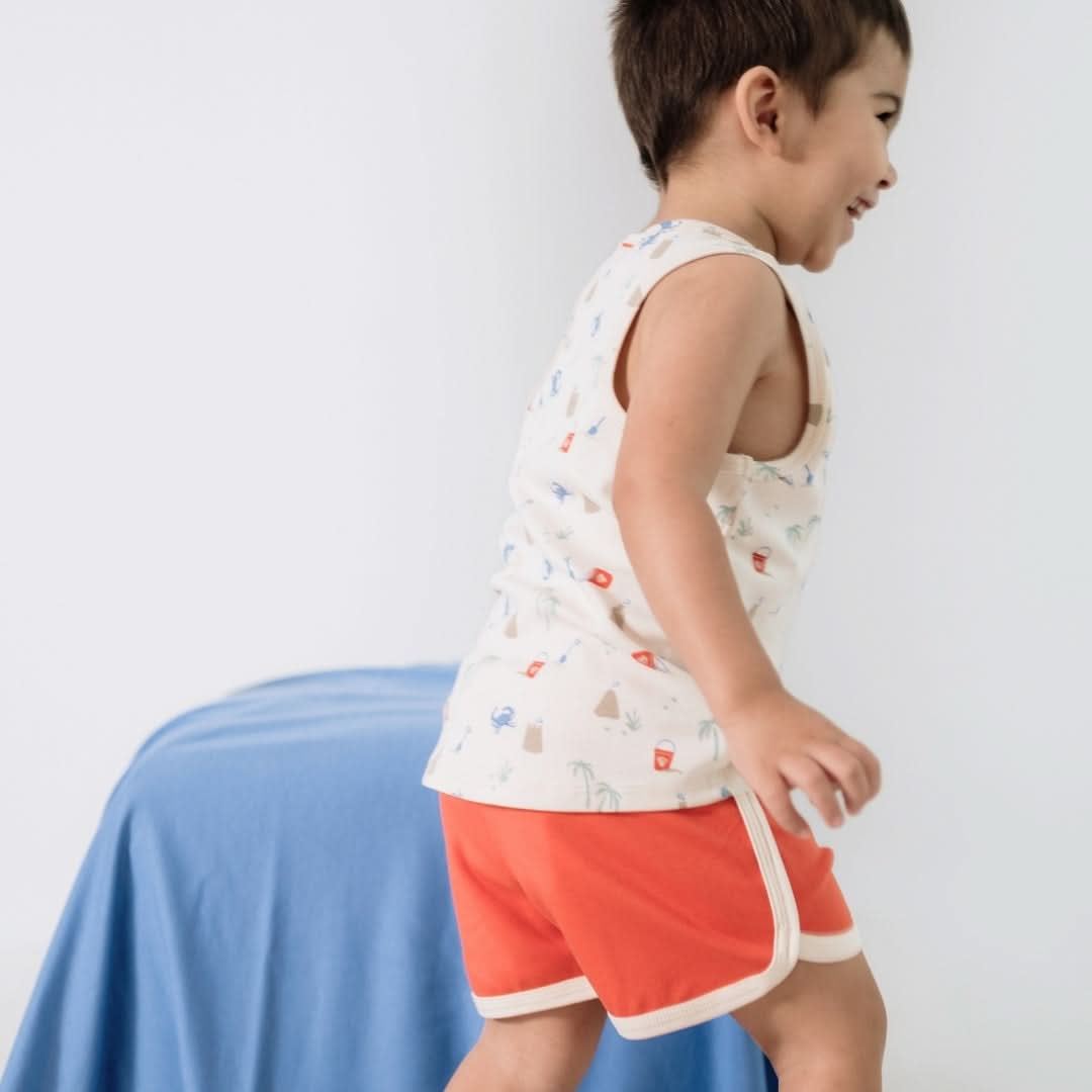 Kids' Bamboo Track Shorts | Tangerine Crush