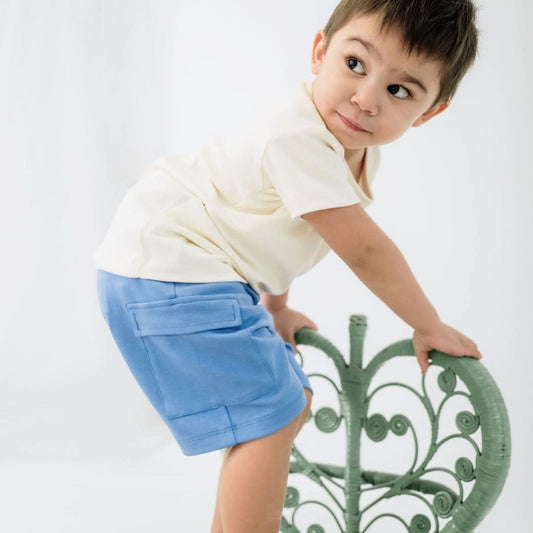 Short cargo en bambou pour enfants | Bleu vif