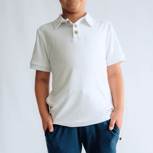 Polo en bambou pour enfant | Bleu poudré