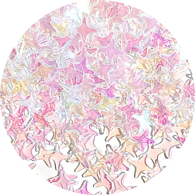 Paillettes étoiles transparentes arc-en-ciel à 4 pointes