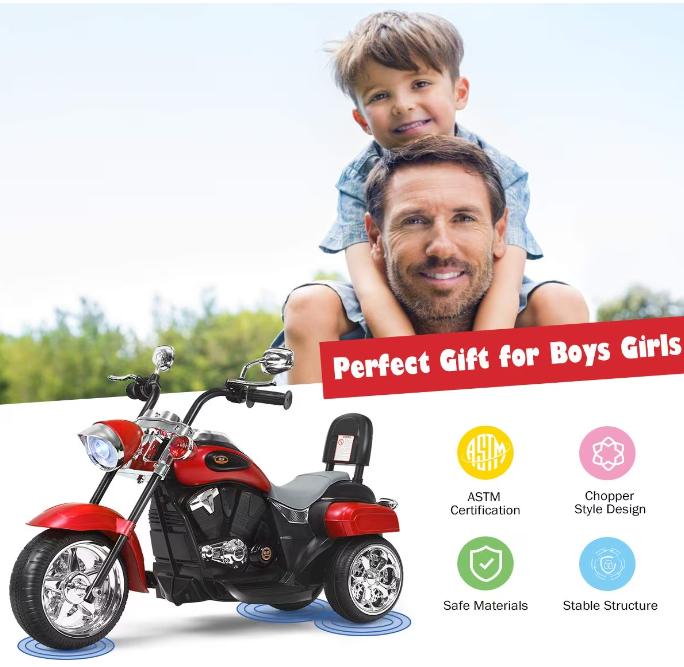 TRICYCLE ÉLECTRIQUE STYLE CHOPPER Pour les 1-4 ans