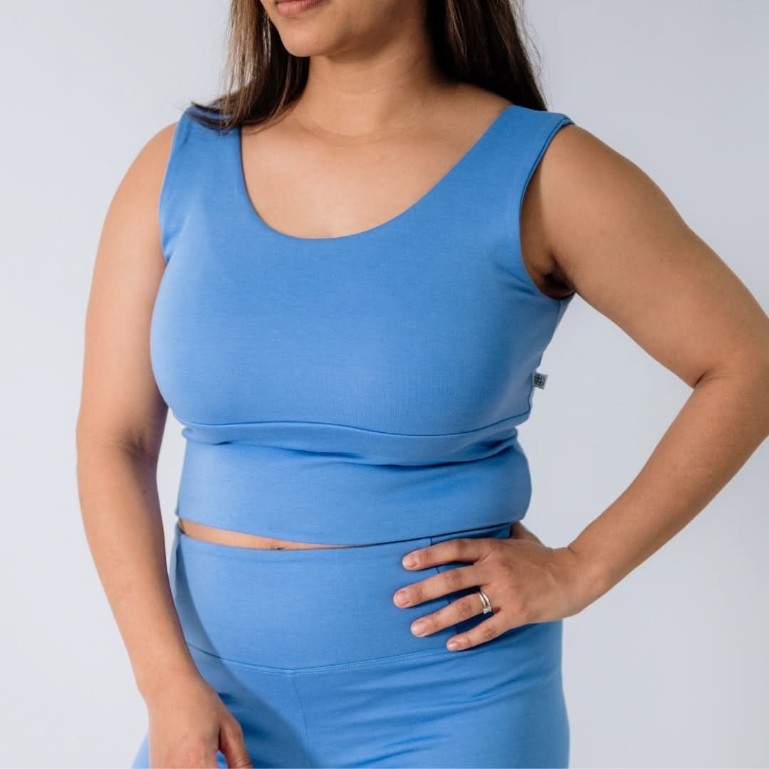 Débardeur long à lanières pour femme en bambou | Bleu océanique