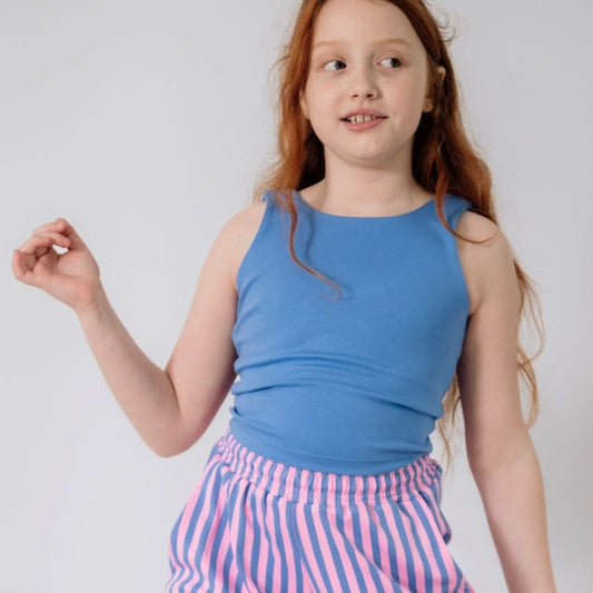 Débardeur style brassière longline en bambou pour jeunes | Bleu marée