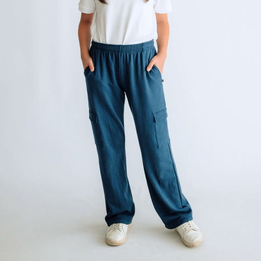 Pantalon cargo en polaire de bambou pour jeune | Noir