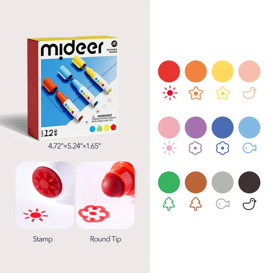 Round-Tip Stamper Washable Marker 12 Colors