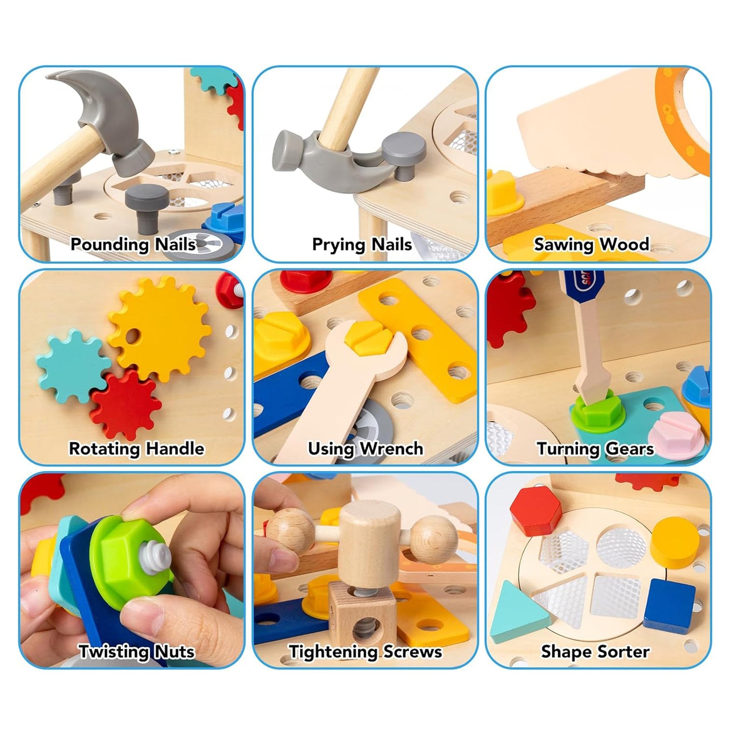 Wooden Kids Tool Play Set | Wooden Tool Workshop | Stem Toy | Montessori Toy