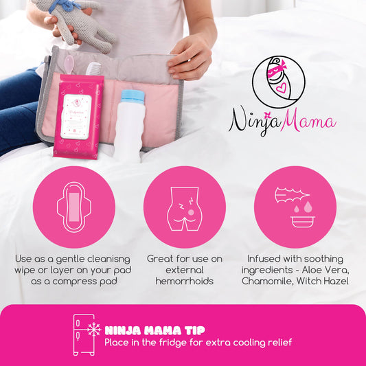 Ninja Mama Witch Hazel Postpartum Recovery Wipes, 45 Pack