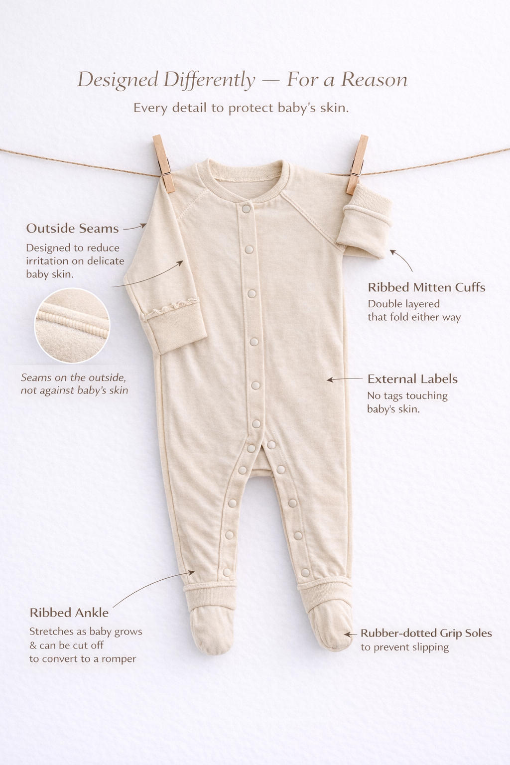 Topsy-Turvy Sleepsuit Peach