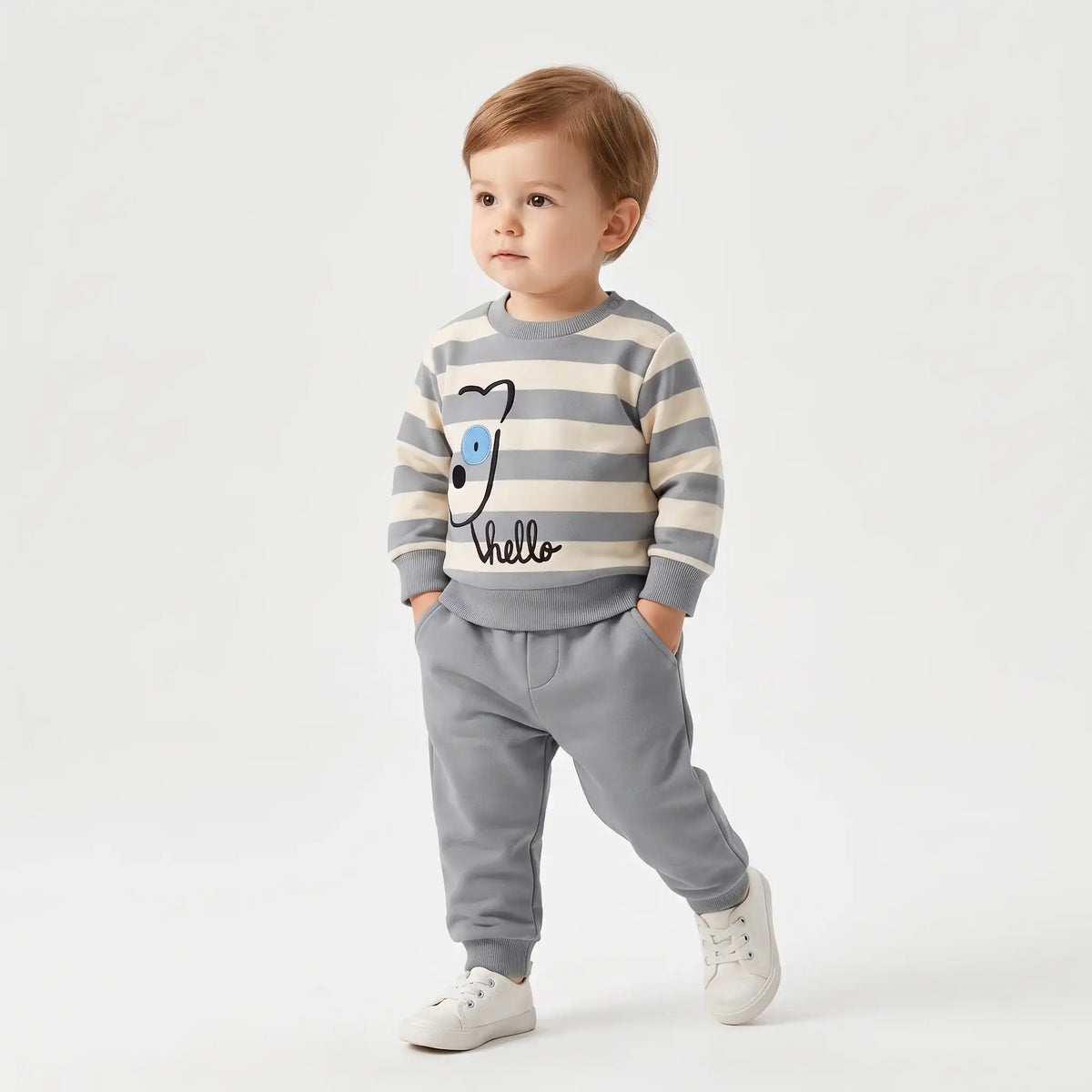 Hello Bear Cotton Joggers Set