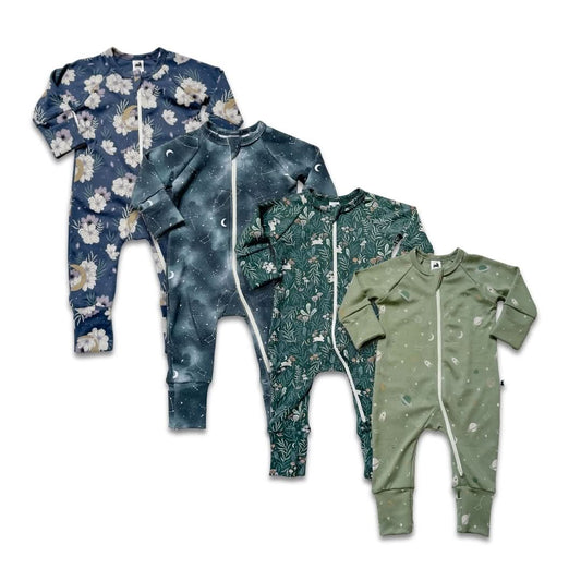 Bamboo Baby Zipper Footed Onesie | Outer Space