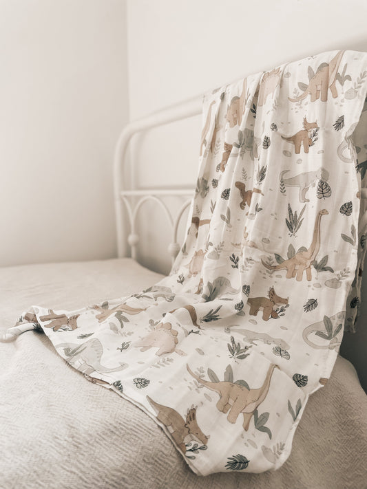 Création Jade Bamboo & Cotton Muslin - Dinosaur Antoine