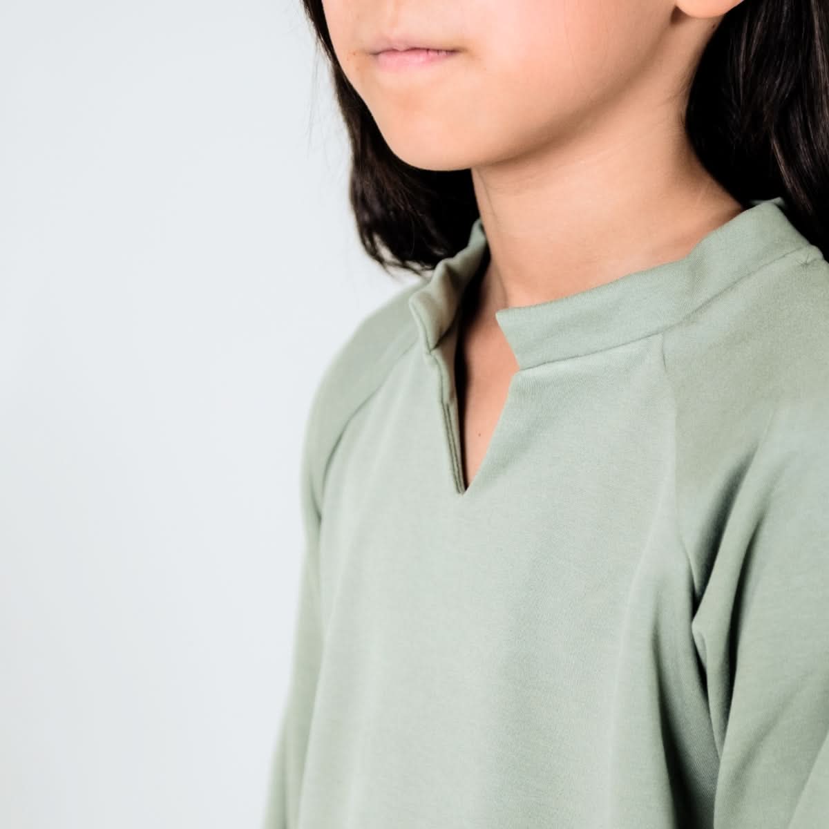 Pull col polo en molleton de bambou pour enfant | Sauge