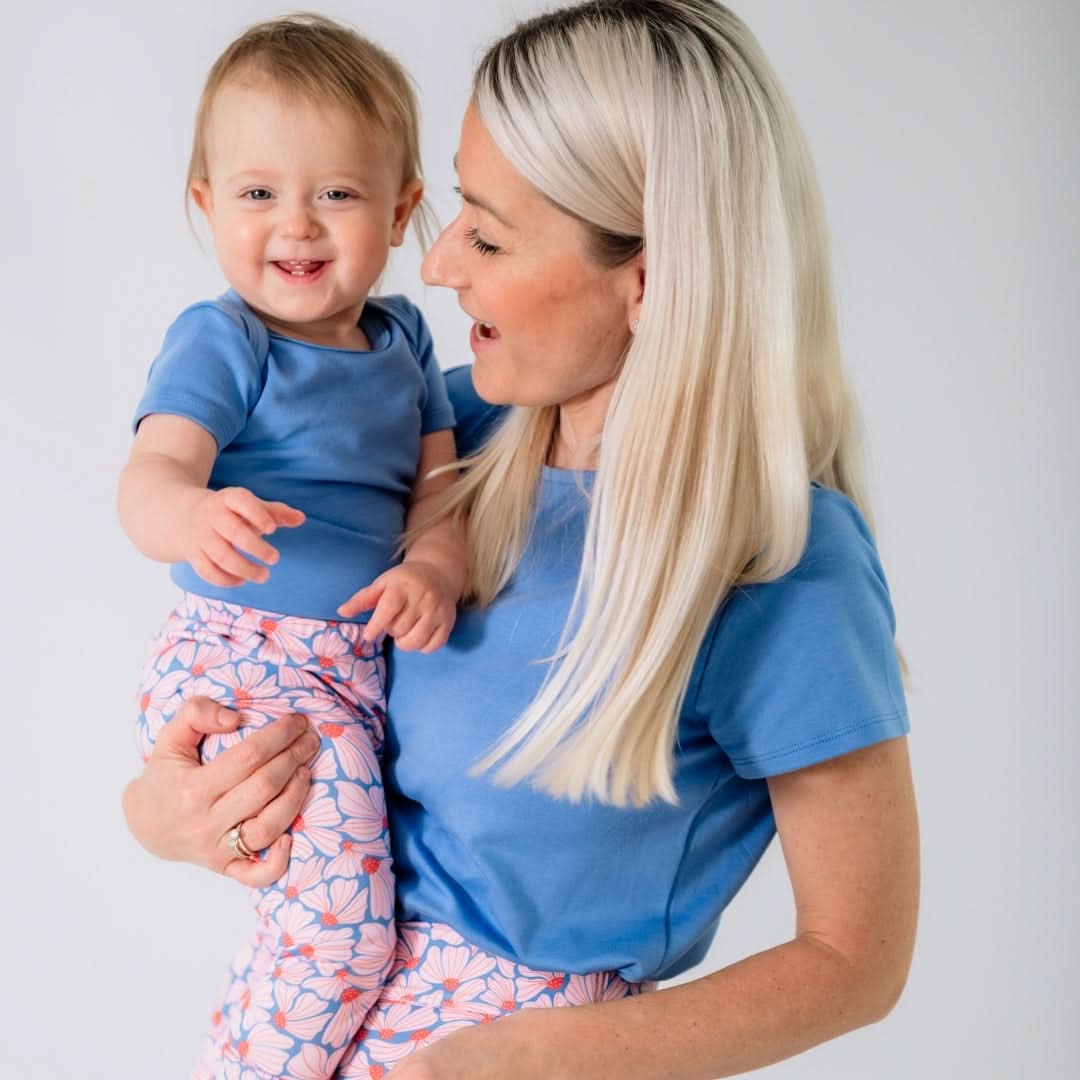 Grenouillère bébé en bambou à manches courtes | Bleu océan