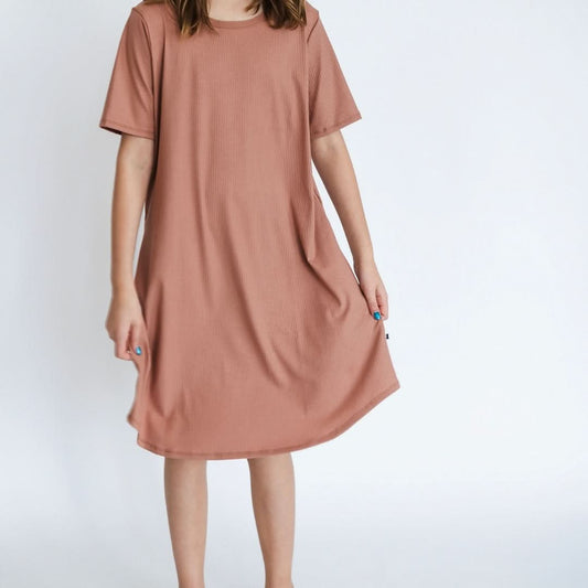 Youth Bamboo Winslow Dress | Terracotta Rib