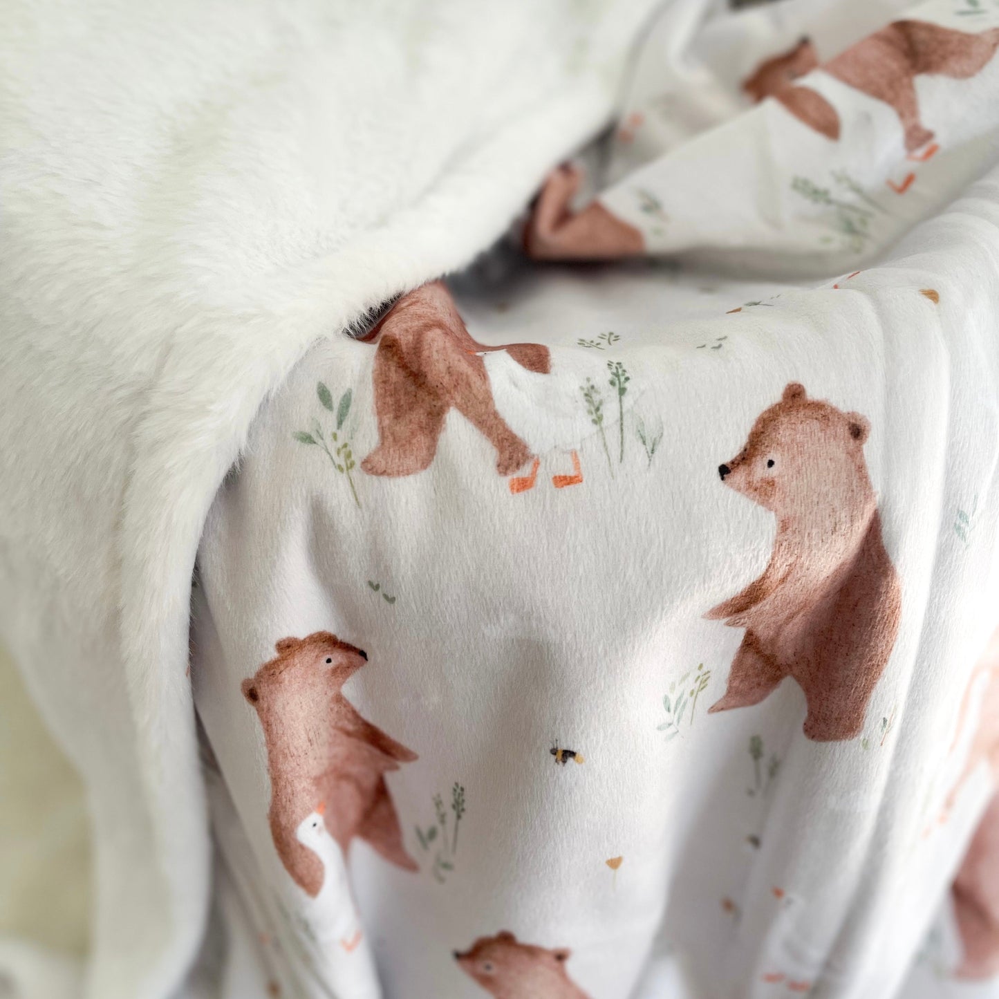 Doudou Minky et Fourrure - Ours et Oies