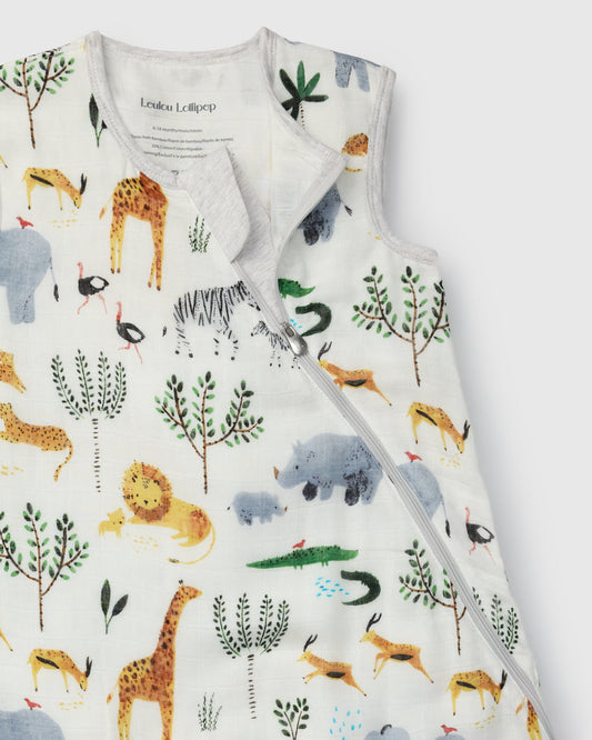 Baby Bamboo Muslin Sleep Sack 0.5 TOG - Safari Jungle