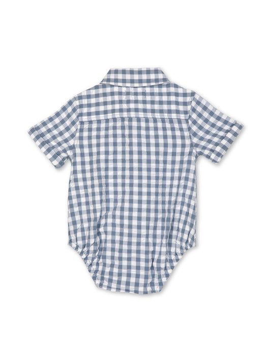 Shirt Bodysuit | Blue Gingham | Rise Little Earthlings