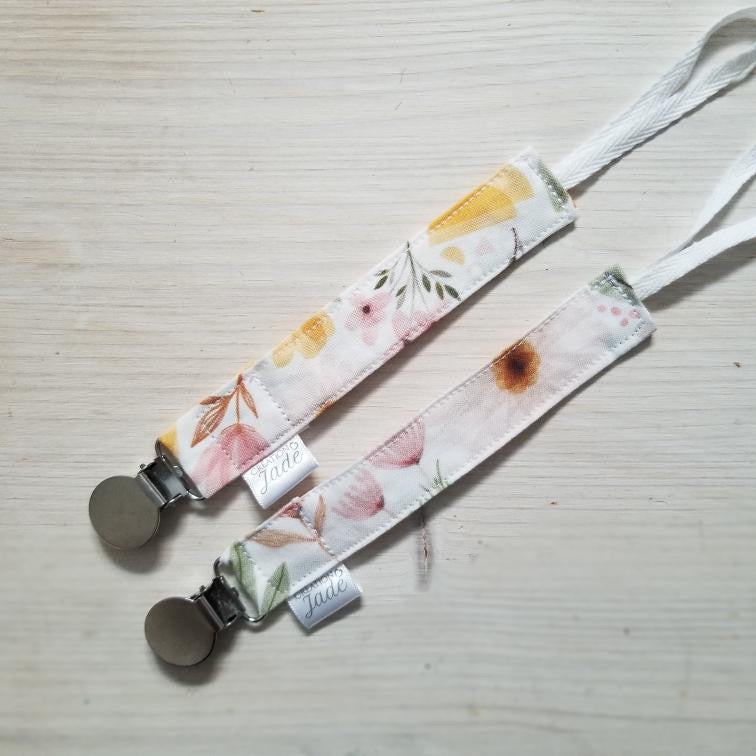 Nouveauté - Attache-suce Tissu - clip Inox - Floraison