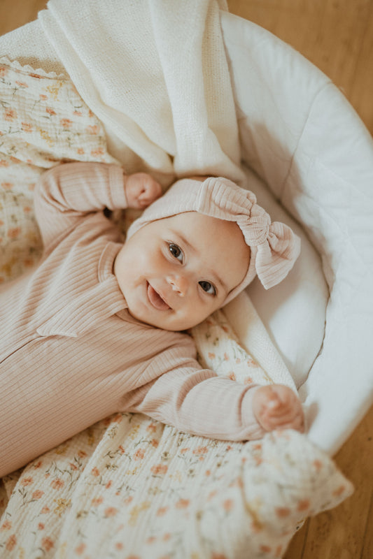 Organic Cotton Baby Sleeper, Blush | ba.be.O