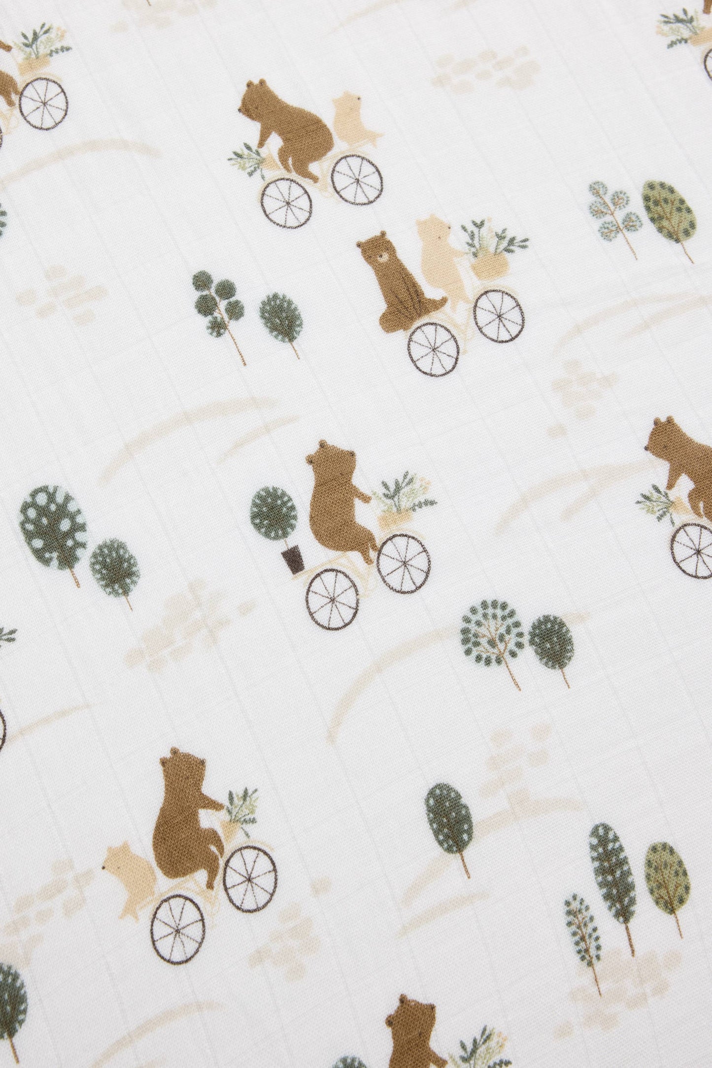 Drap-housse en mousseline pour lit de bébé - Ours à vélo
