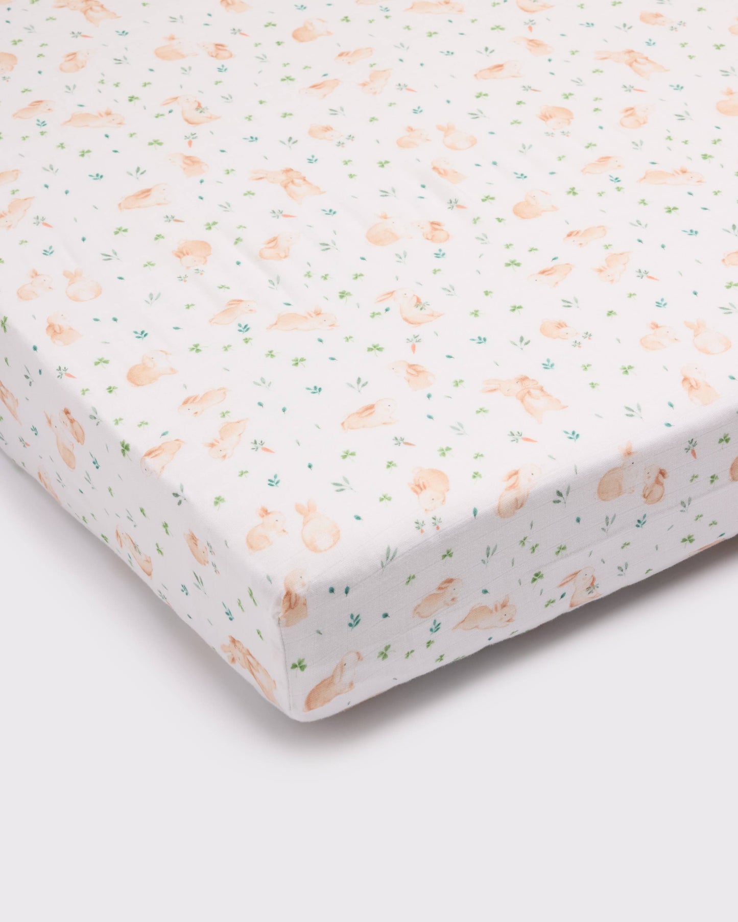 Drap-housse en mousseline pour lit de bébé - Prairie aux lapins