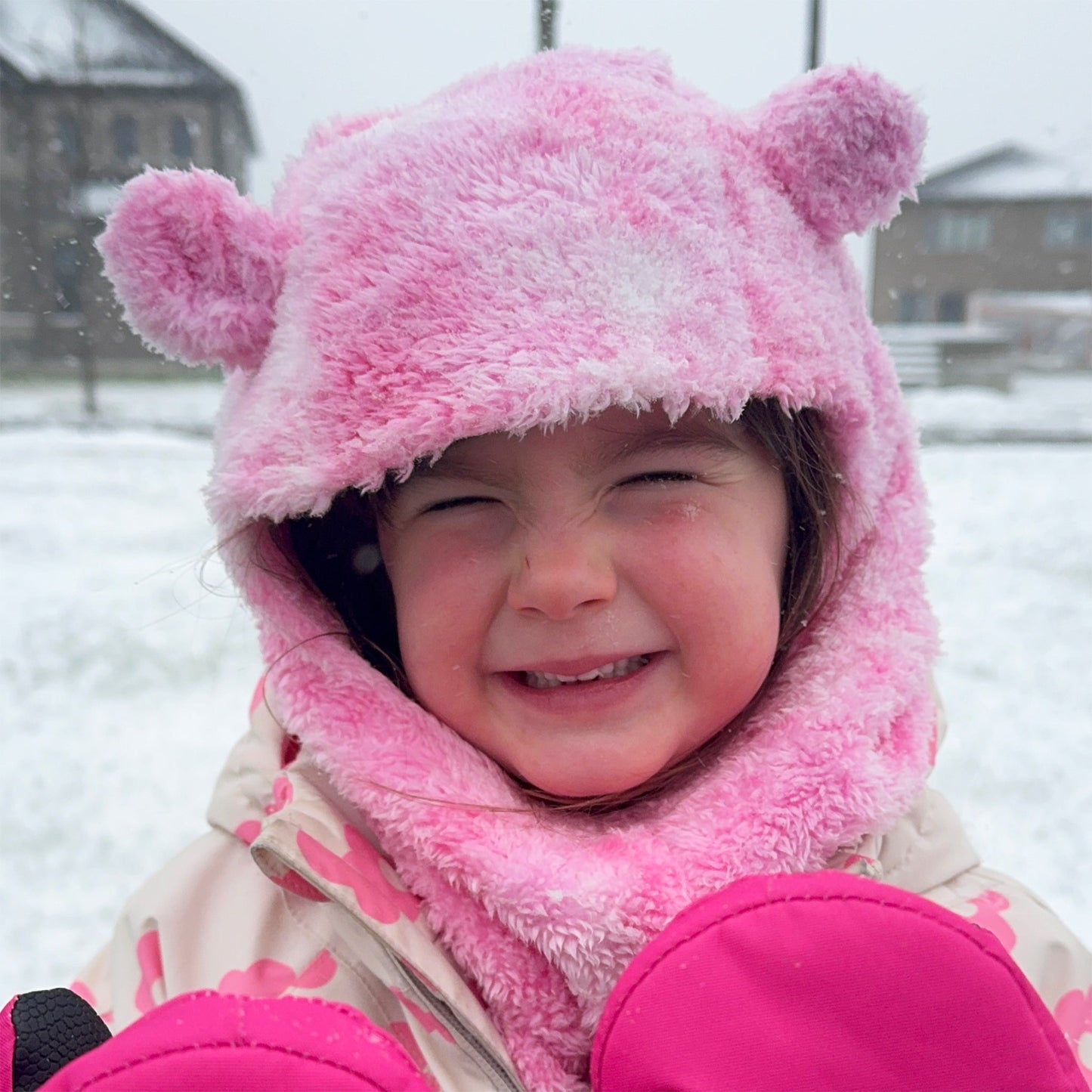 Passe-montagne Ours en peluche Rose cerise