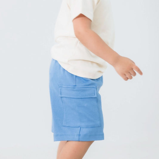 Short cargo en bambou pour enfant | Bleu marée