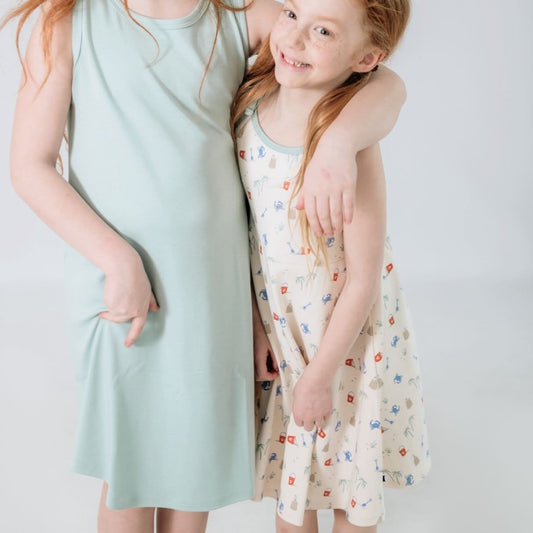Robe débardeur ample en bambou pour enfant | Vert eau