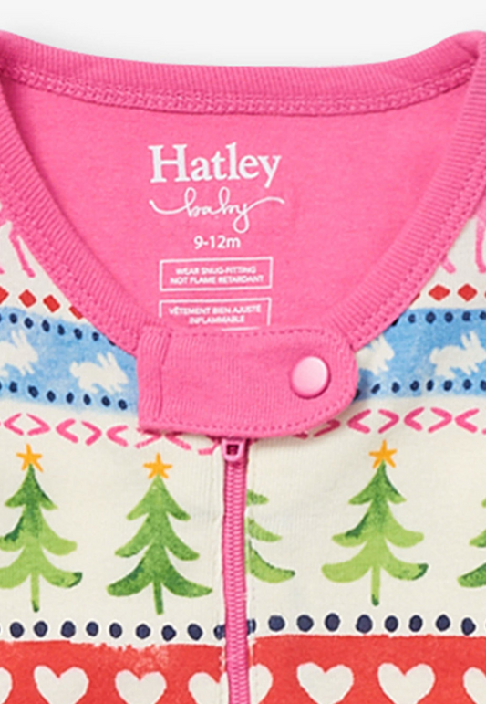 Pyjama à pieds bébé crème Painted Fairisle en coton bio