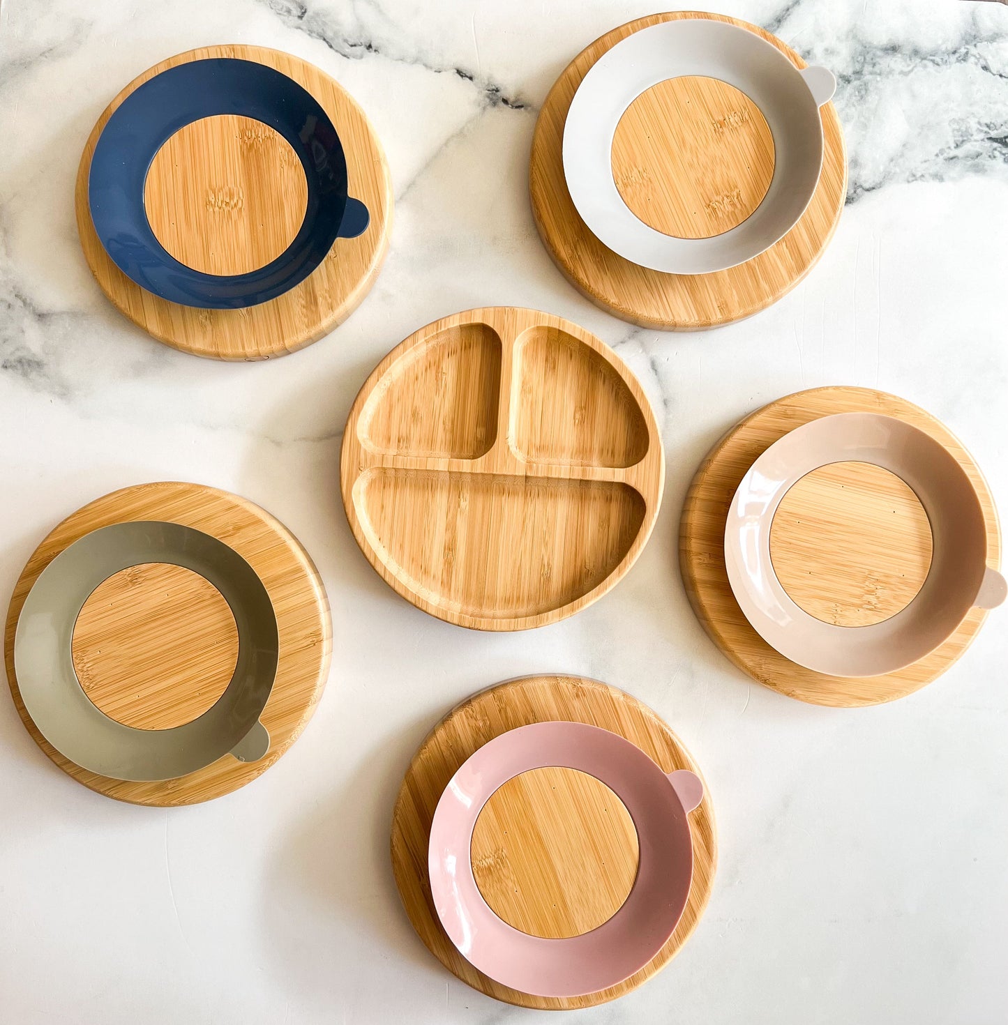 Compartmented Bamboo Suction Plate