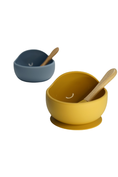 Silicone Bowl And Spoon Set- Mustard