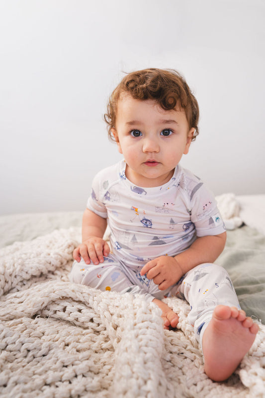 Ensemble de pyjama d'été TENCEL™ à manches courtes et pantalon long - Mini Mathletes