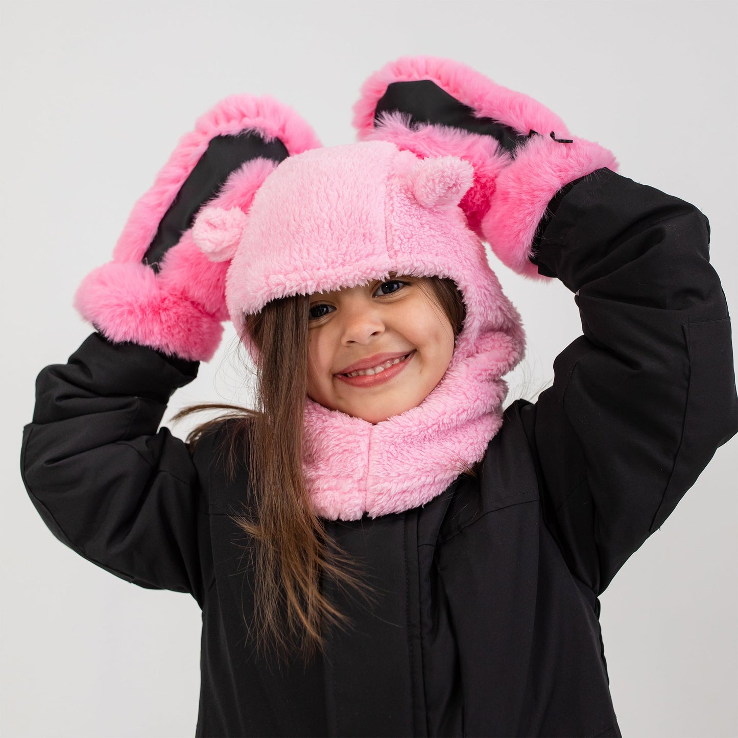 Dahlia Pastel Pink Plush Bear Balaclava