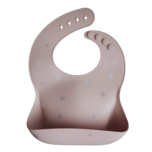 Silicone Baby Bib- Flowers Pink