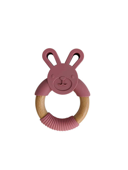 Bunny Teether – Silicone and Wooden Ring
