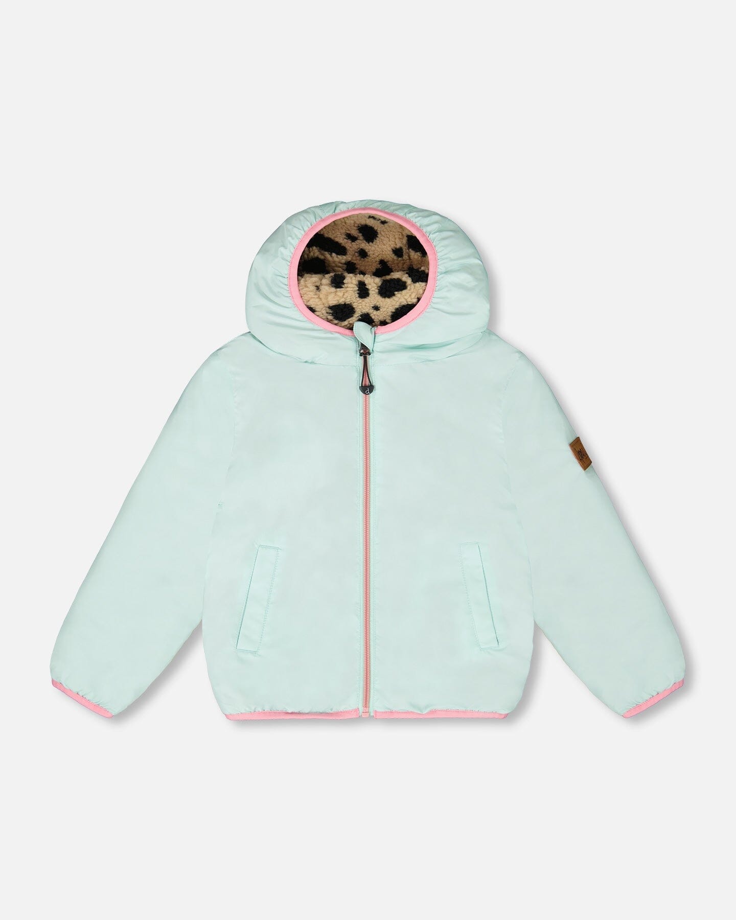 Blouson réversible mi-saison en sherpa imprimé léopard