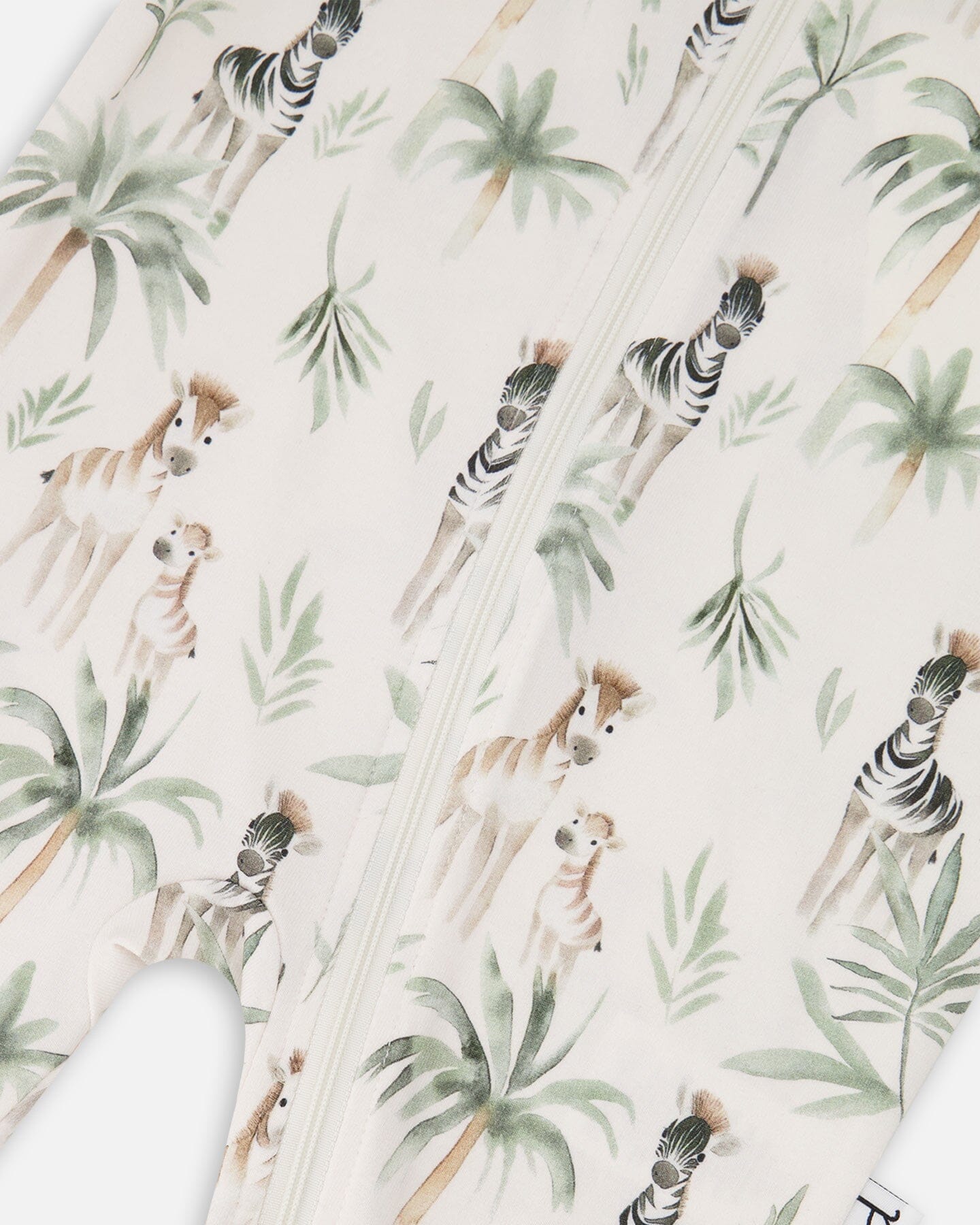 Organic Cotton Jersey One-Piece Pyjama Beige Zebra Print