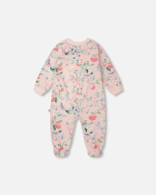 Organic Cotton Jersey One-Piece Pyjama Pink Printed Berries