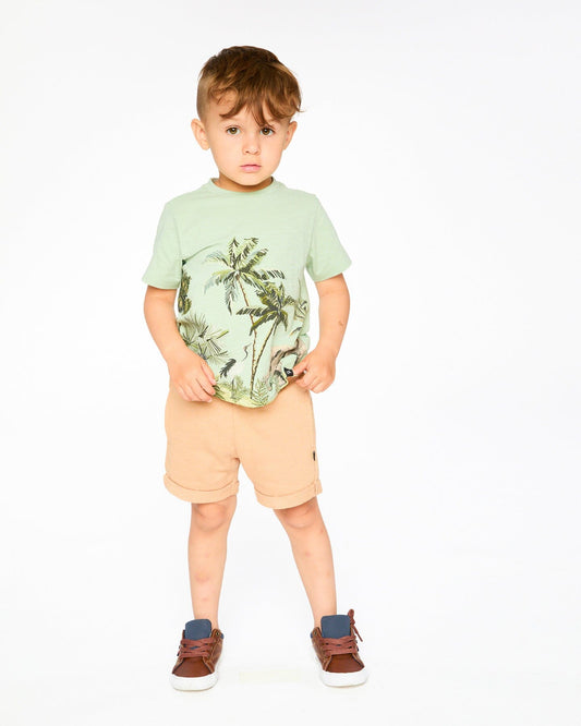 Organic Cotton T-Shirt Mint Green Safari Print