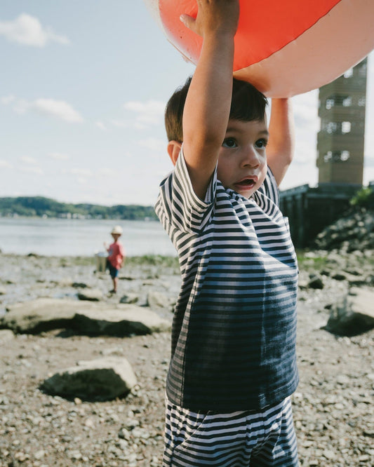 Organic Cotton Short Sleeve T-Shirt Blue Gradient Stripes