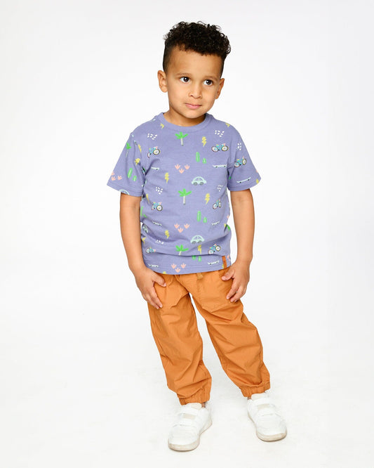 Organic Cotton Jersey T-Shirt Blue Bicycle Print